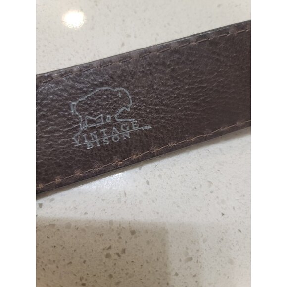 Bison Brand USA Men's Brown Genuine American Bison Leather Belt 42 Vintage - Picture 5 of 10